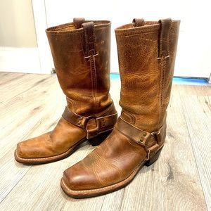Frye 12R Brown Moto distressed leather Harness Boots Size 9